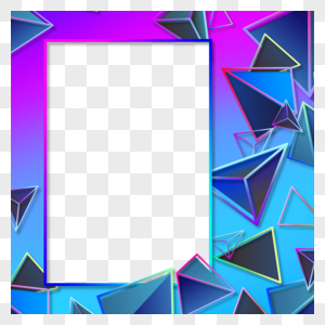 蓝紫色块立体三角twibbon几何渐变抽象边框图片