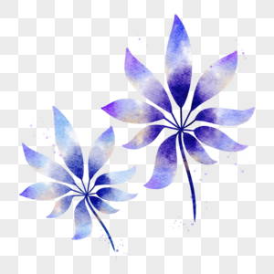 植物蓝紫色复古水彩图片
