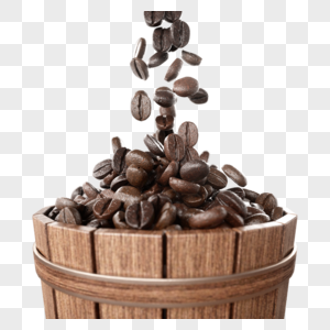 咖啡豆和木桶图片