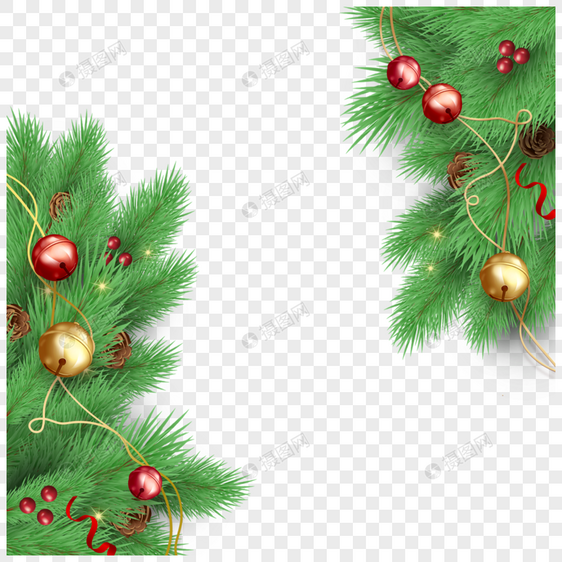 圣诞彩色铃铛装饰元素图片