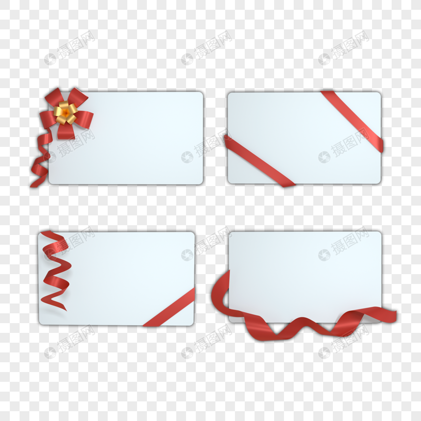 3d红色丝带卡片图片