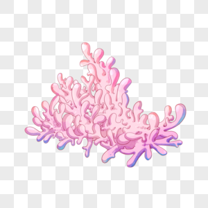 水彩海洋生物粉色珊瑚树图片
