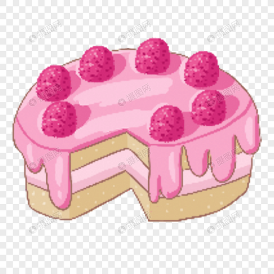 粉红色的草莓像素艺术蛋糕图片