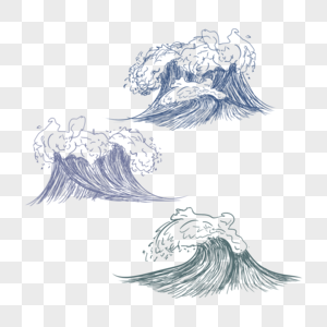 素描海浪冲浪海边凉爽图片