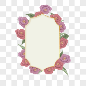 复古水彩粉色花卉婚礼边框图片