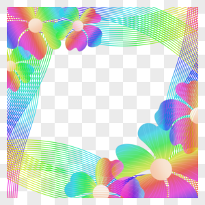霓虹彩色花卉抽象边框图片