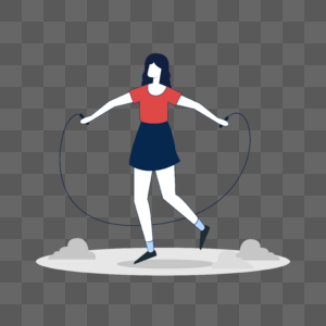 跳绳运动插画跳绳运动的女孩热身图片