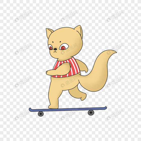 可爱松鼠玩滑板卡通形象图片