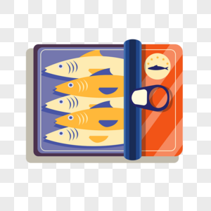 扁平海鲜美食沙丁鱼罐头插画图片