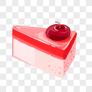 像素艺术三角蛋糕樱桃果酱图片