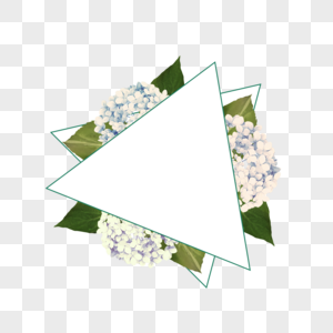 三角形水彩荚蒾花卉边框图片