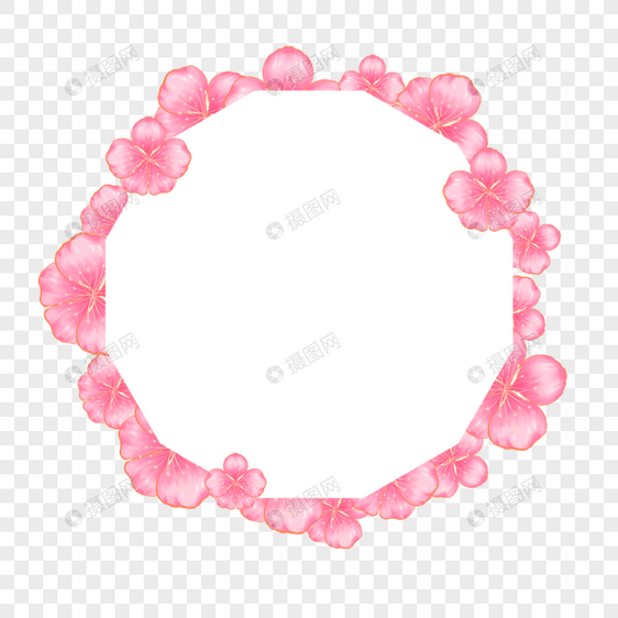 水彩粉色桃花花卉边框图片