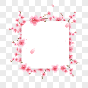 水彩桃花花枝边框图片