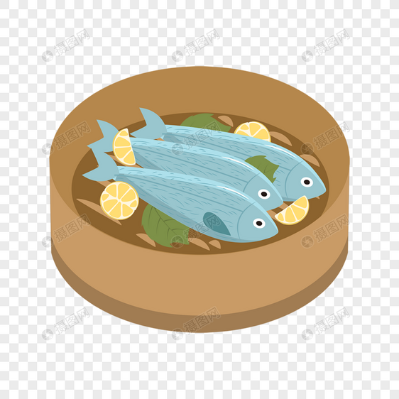 扁平风格绘画插图沙丁鱼海鲜食品图片
