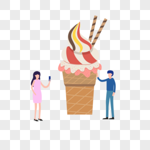 巨型冰淇淋扁平风格卡通人物图片