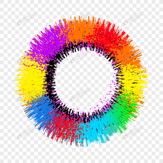 彩虹圆圈水彩边框颜料飞溅图片