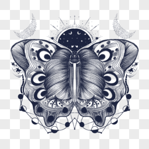 复古纹身蝴蝶印花图案图片