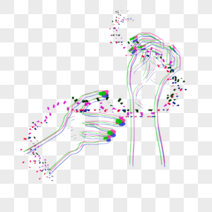 手势渐变故障线条光效极简艺术图片