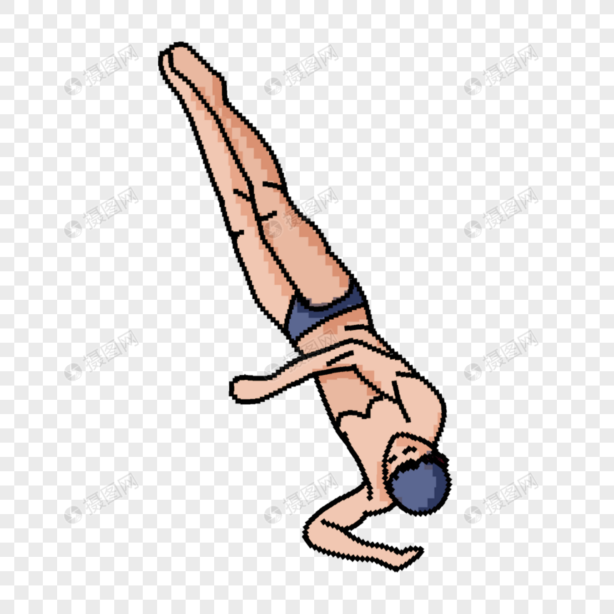 像素艺术跳水运动男自由图片