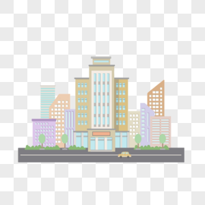 彩色现代建筑大楼城市天际线图片