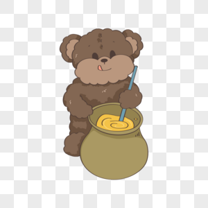 吃蜂蜜的可爱泰迪熊插画图片