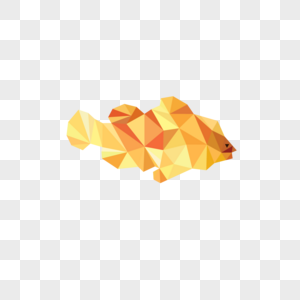 立体几何三角黄色低聚抽象鱼高清图片