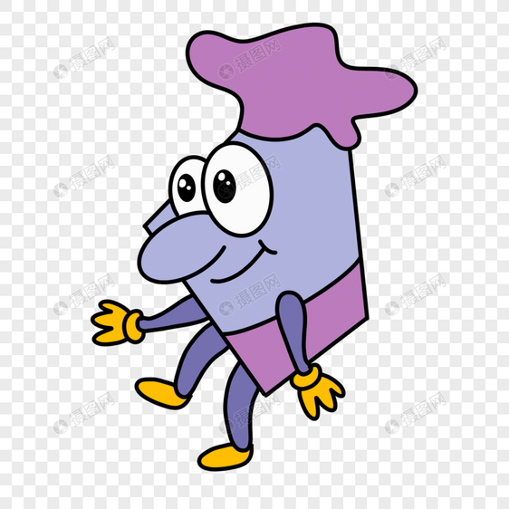 紫色小帽子可爱卡通几何人脸图片