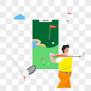 挥杆动作教学高尔夫运动插画图片