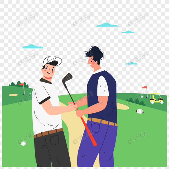 球手和球童高尔夫运动插画图片
