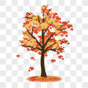 水彩晕染秋季树木图片