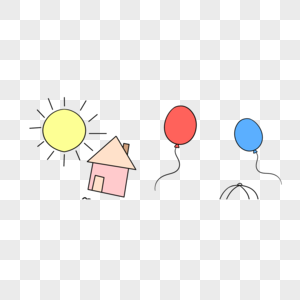 卡通房子太阳气球剪贴画图片