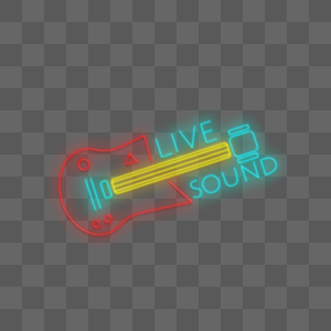 几何霓虹光效吉他造型图片