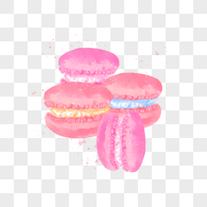 粉色水彩马卡龙饼干甜点图片