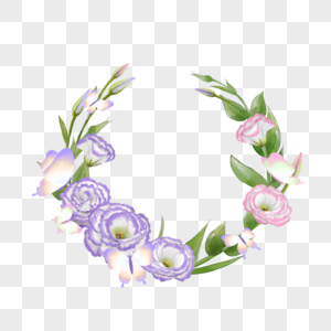 粉紫色花朵花卉光效蝴蝶边框图片