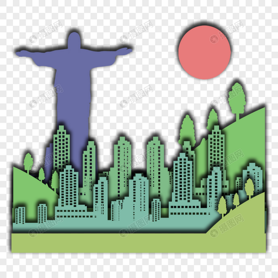 巴西剪纸城市雕像山脉图片
