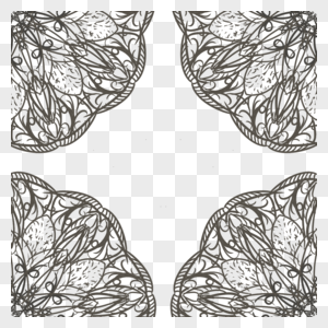 抽象树叶造型线稿花纹边框图片