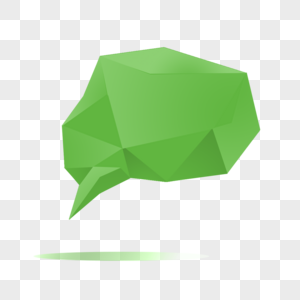绿色卡通多边形立体气泡对话框图片