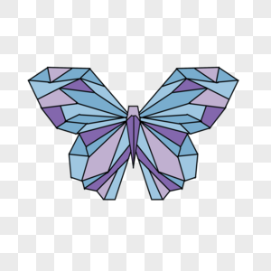 蓝紫色翅膀立体几何蝴蝶图片