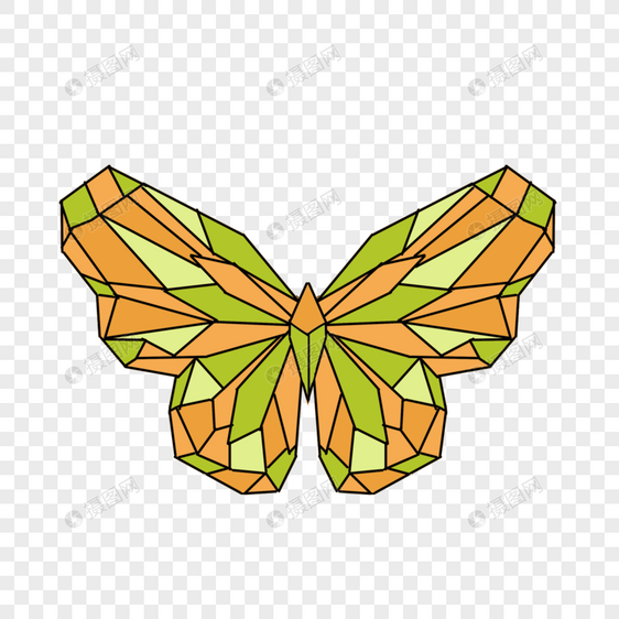 黄白花纹立体几何蝴蝶图片