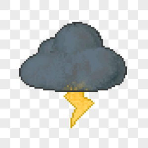 像素天气组合黑色卡通云朵闪电图片