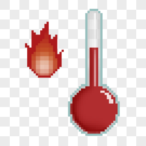 像素天气组合升温的红色温度计图片