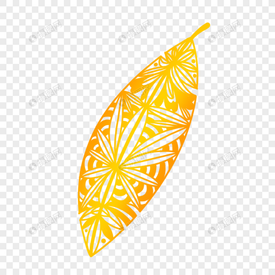 抽象创意叶子图案金色镂空羽毛图片