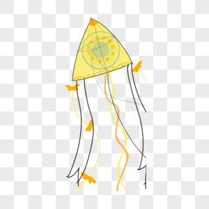 黄色三角形可爱卡通风筝图片
