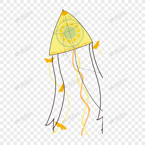 黄色三角形可爱卡通风筝图片