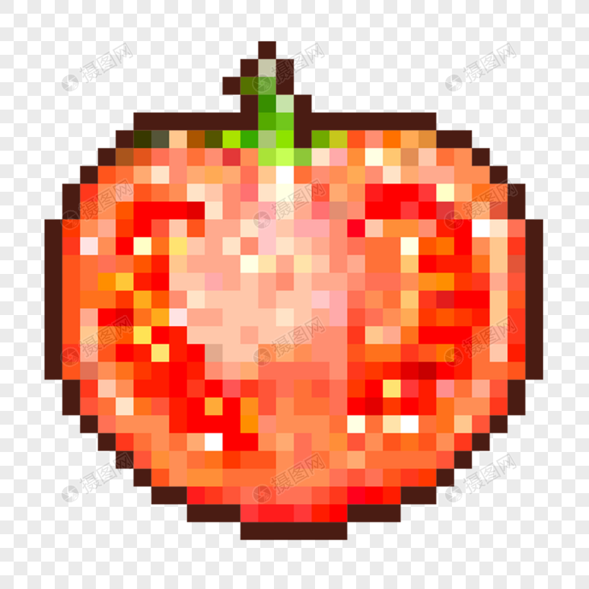 卡通像素水果切开的西红柿图片