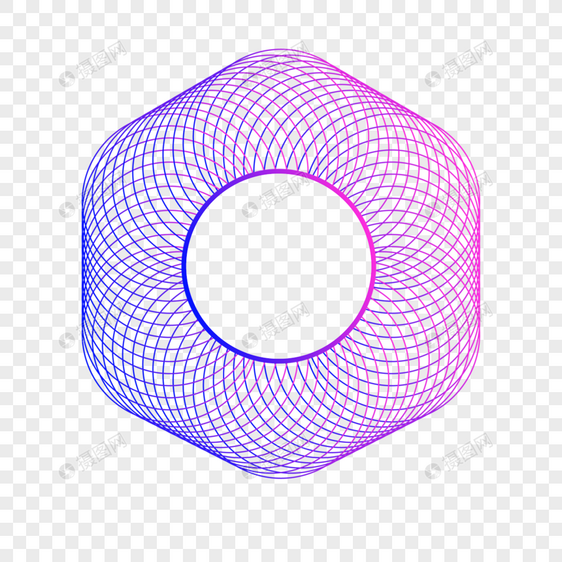 圆圈六边形网状花朵紫色规则渐变图片