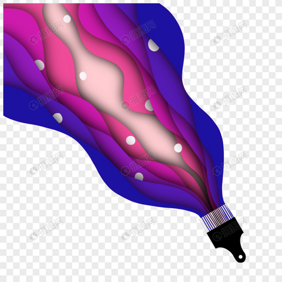 剪纸笔刷紫色图片