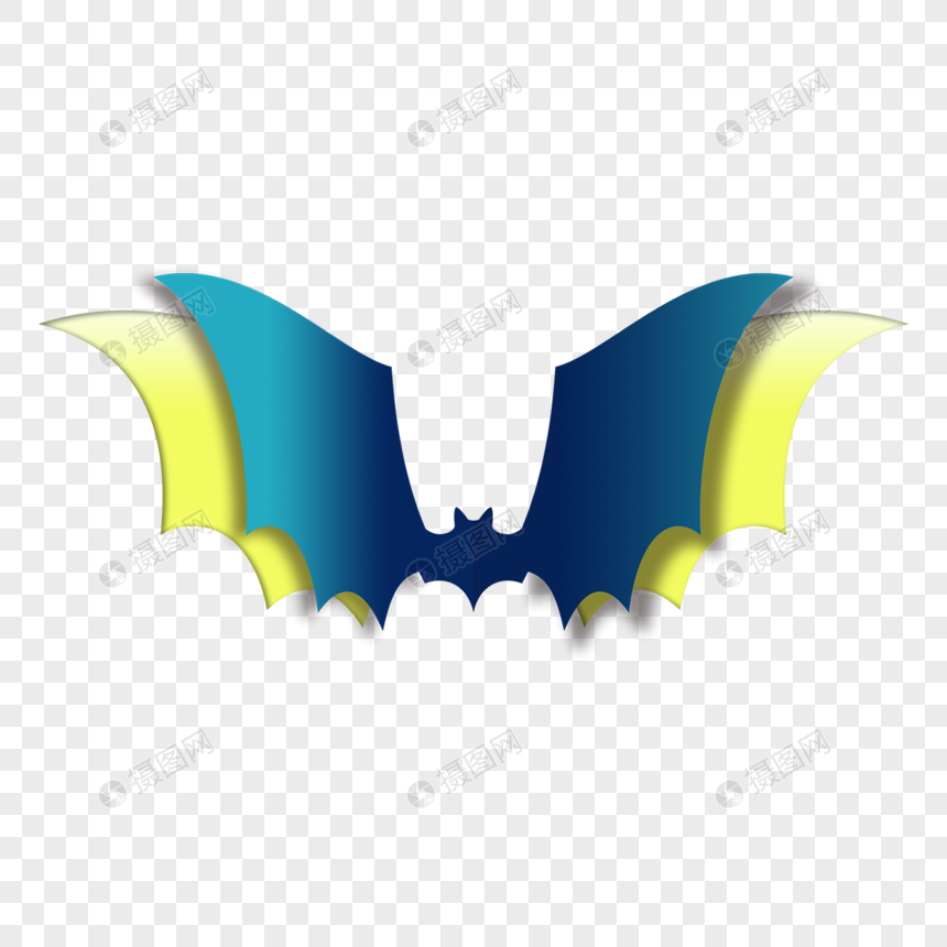 蓝色蝙蝠剪纸艺术图片