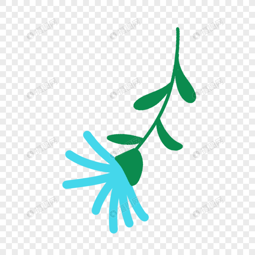 卡通花卉绿色剪纸叶子