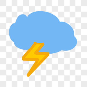 蓝色雨云闪电可爱天气图标图片